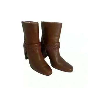 AD & Daughters Declann Brown Leather Zip Up Ankle Boots Booties Sz 10